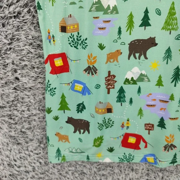 Little Sleepies Women Happy Camper Gorpcore Bamboo Henley Pajama Top Small Green - Picture 13 of 16